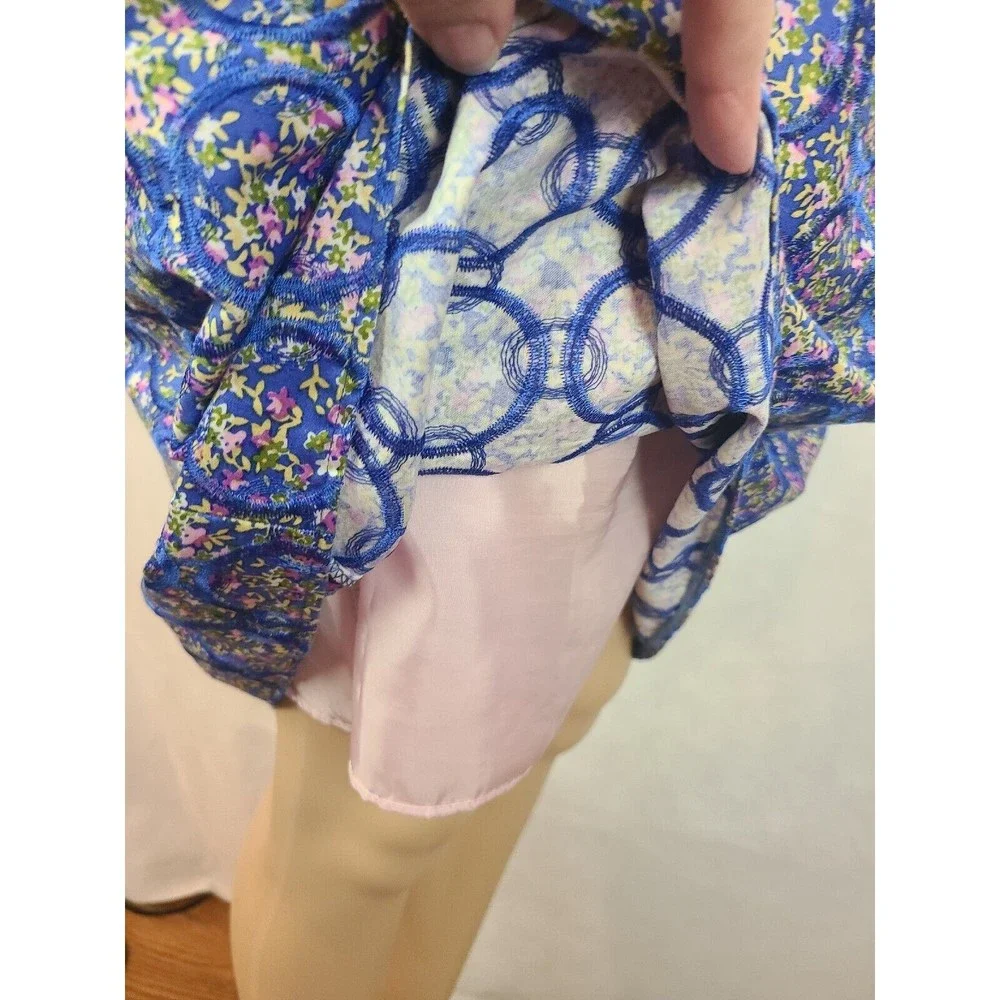 Sevier Skirts Women's (M?) Blue Embroidery Purple Floral Custom Made Short Skirt